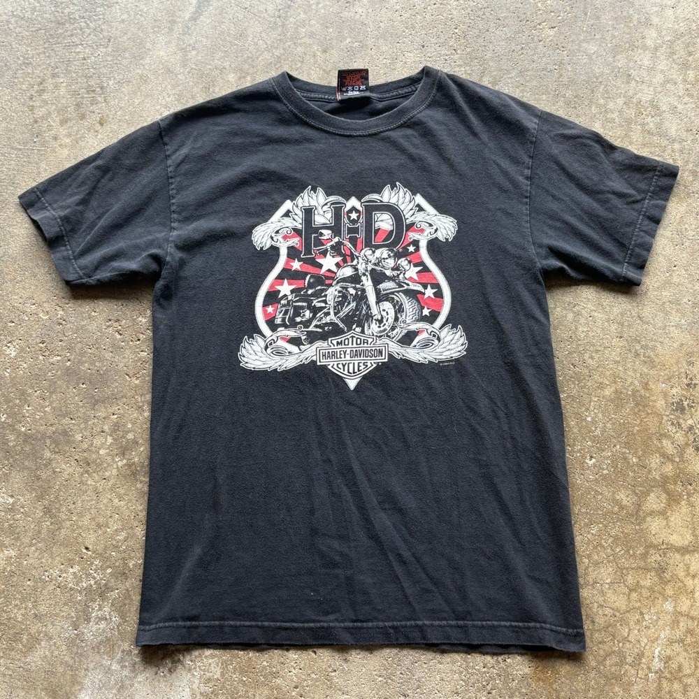 Vintage 90s‎ Harley Davidson Chunky River Meridian Mississippi Graphic T Shirt M